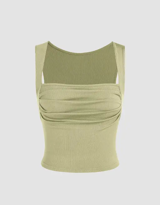 Ruched Square Neck Crop Top