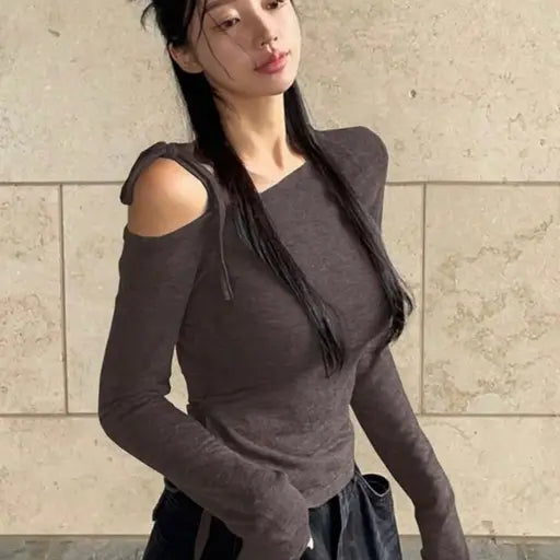 Letest One side Drawasting long sleeve top for Girls