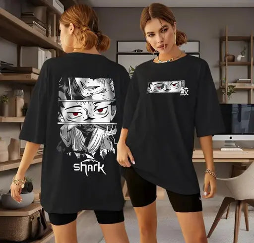 Round Neck Half Sleeve Anime Oversized T-Shirt