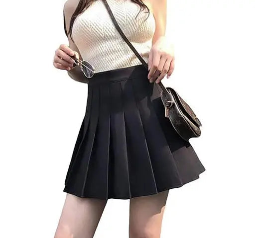 Women High Waist Pleated Skirt