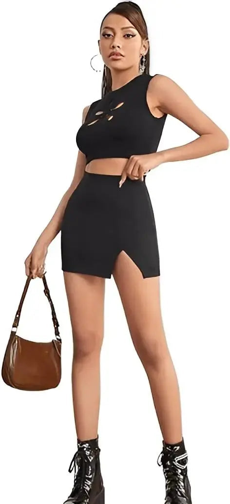 Women's Black Mini Skirt For Office and Party and Casual