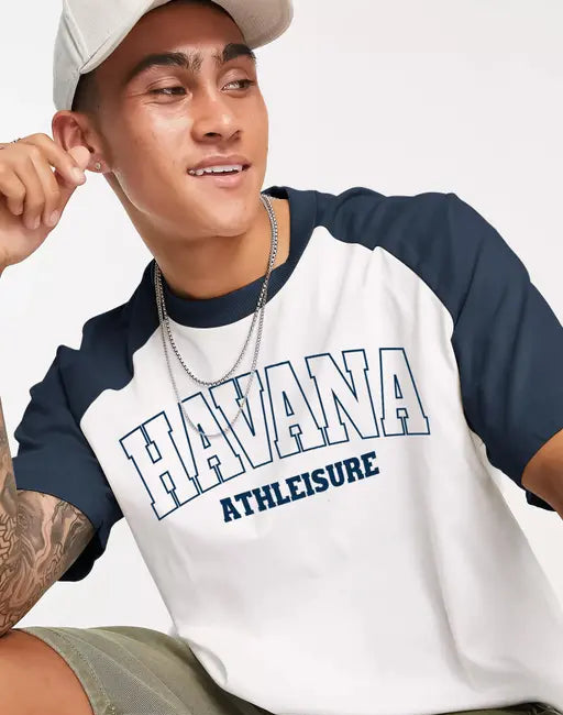 Maniac Men's Typography Oversize Round White Tshirts