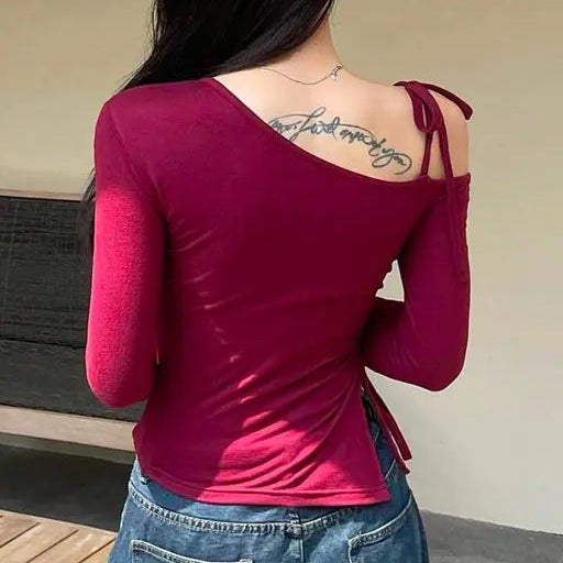 Letest One side Drawasting long sleeve top for Girls