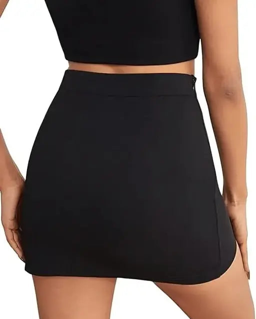 Women's Black Mini Skirt For Office and Party and Casual