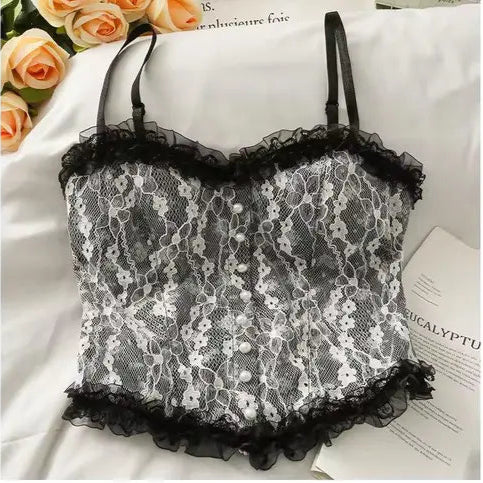 U & C Sexy Women's Camisoles Padded Crop Top Bra White