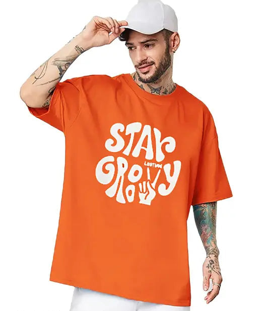 STAY GROOVY Typography Men Round Neck T-shirt