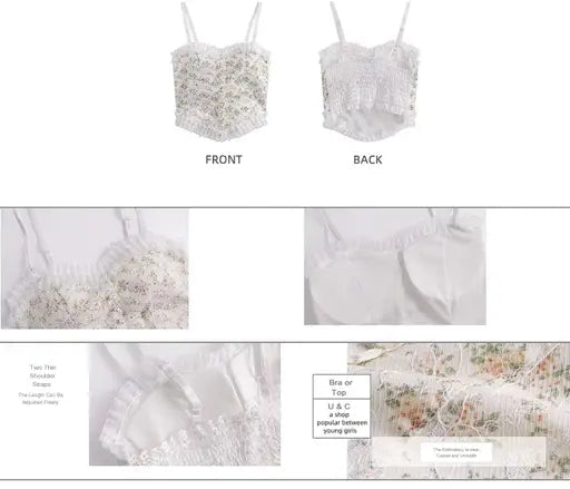 U & C Sexy Women's Camisoles Padded Crop Top Bra White