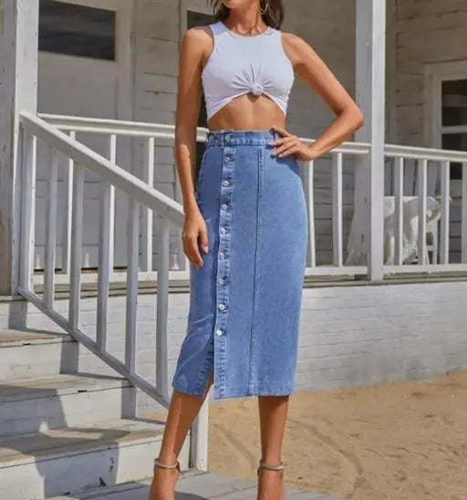 High Waist woman denim skirt