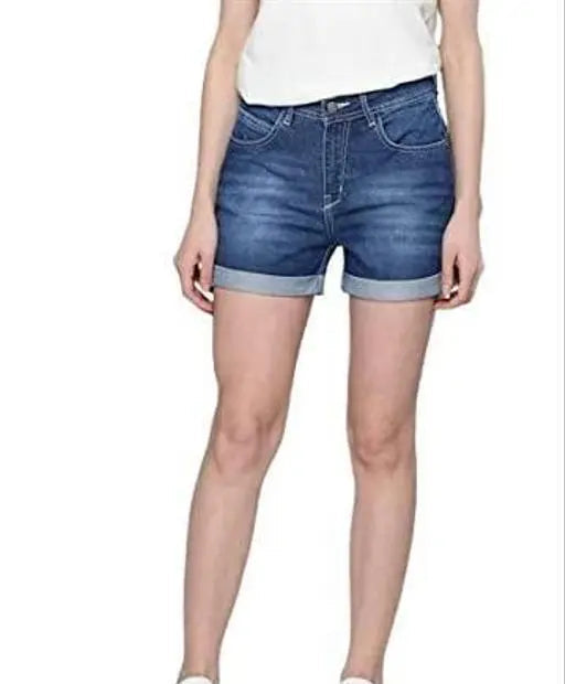 Women Denim Blue Shorts