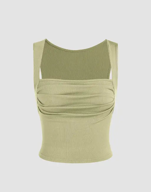 Ruched Square Neck Crop Top
