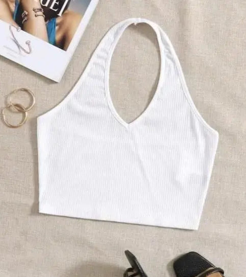 RAKUNO Ribbed halter top