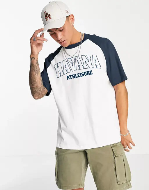 Maniac Men's Typography Oversize Round White Tshirts