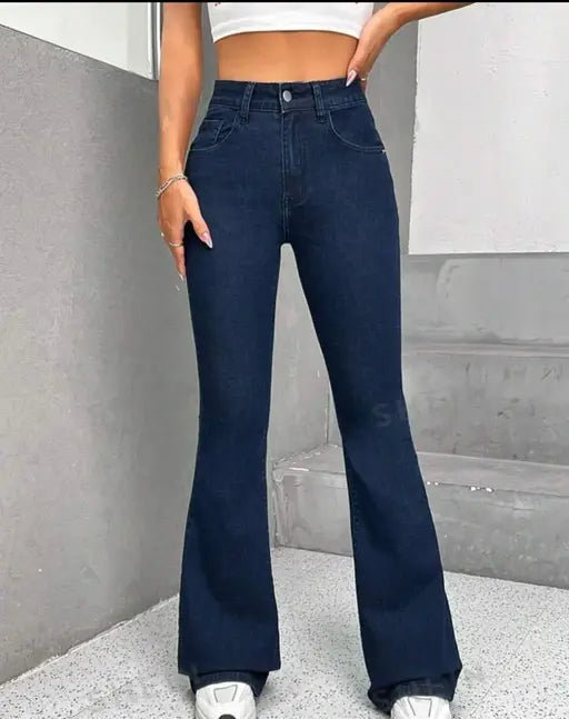 Button boot cut jeans for women