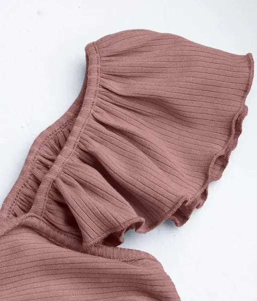 Solid Twist Ruffle Crop Top