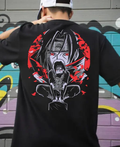 Men Cotton Oversize Tshirts - Itachi Uchiha Naruto Manga Anime