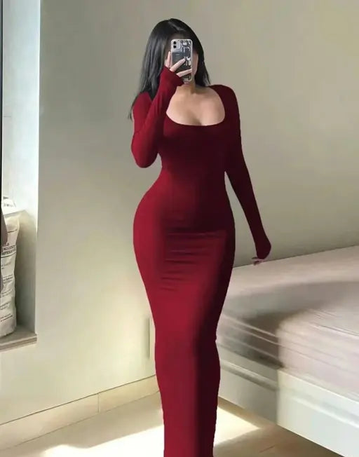 Cherry Red Long Sleeve Dress