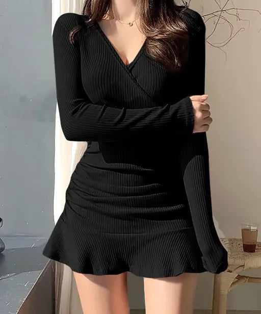EYEBOGLER , WOMEN SLIM FIT FULL SLEEVE DRESS
