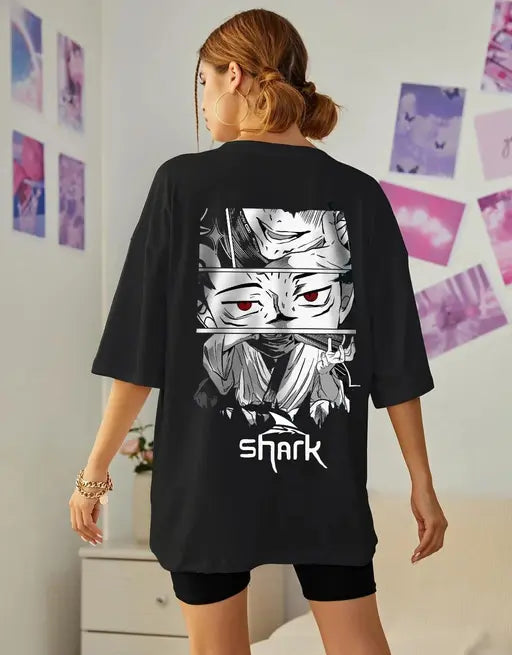 Round Neck Half Sleeve Anime Oversized T-Shirt