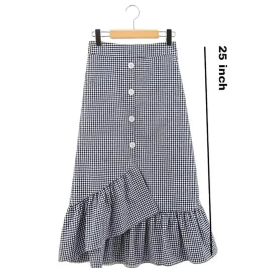 Stylish Knee-Length Skater Skirt in Checks for girl's and women's