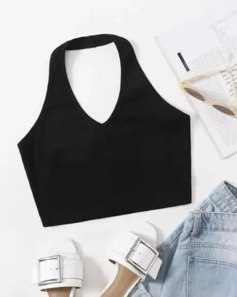 RAKUNO Ribbed halter top