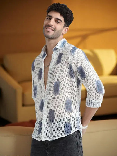 MENS FANCY TRENDY KINET FABRIC FULL SLEEVE SHIRT