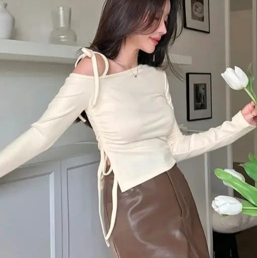 Letest One side Drawasting long sleeve top for Girls