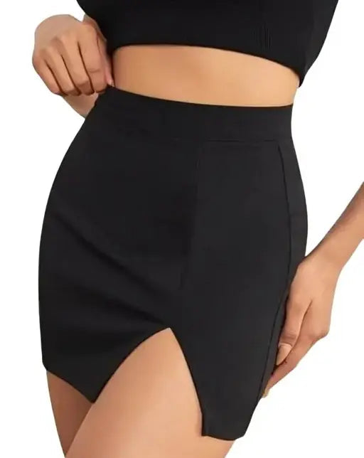 Women's Black Mini Skirt For Office and Party and Casual