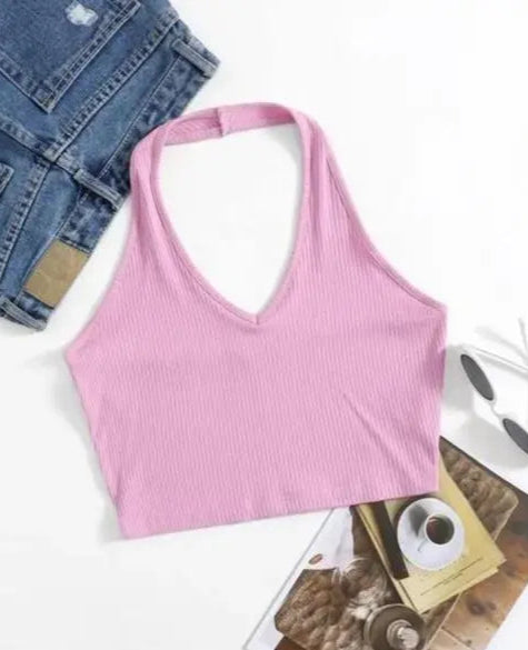 RAKUNO Ribbed halter top