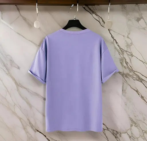 MENS STYLISH LAVENDAR COTTON BLEND OVERSIZED LOOSE FIT TSHIRT FASHIONABLE