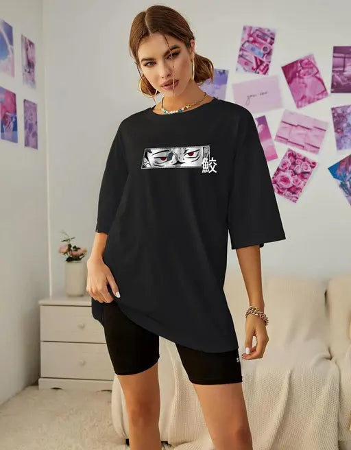 Round Neck Half Sleeve Anime Oversized T-Shirt