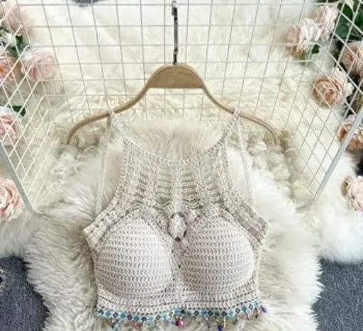 Metal pom pom bralette top