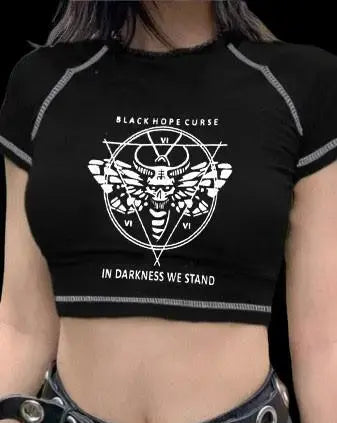 Ribbed Crop Top Half Sleeve Printed Women Top