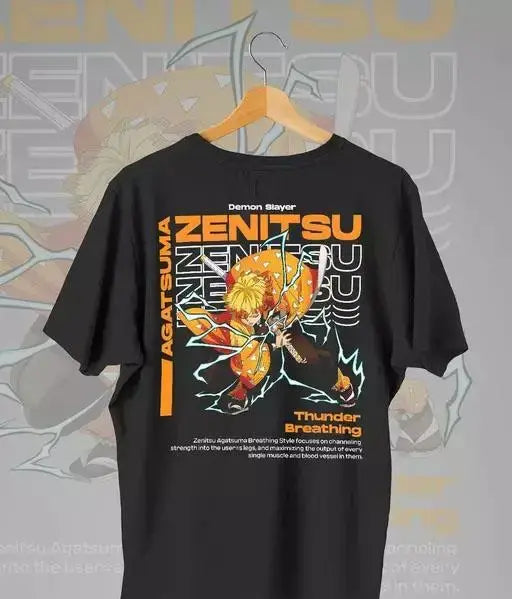 Demon Slayer Zenitsu Anime | Round/Crew Neck Printed t-shirt |