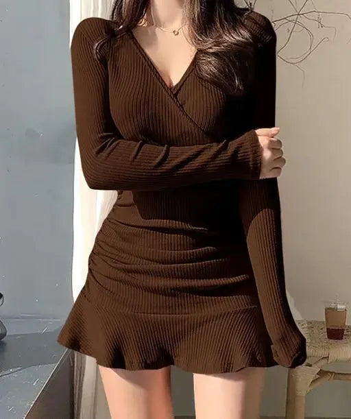 EYEBOGLER , WOMEN SLIM FIT FULL SLEEVE DRESS
