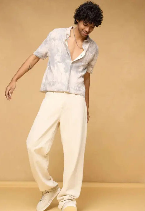 BAGGY MENS WEAR CREAM WIDELEG DENIM JEANS